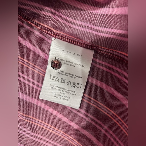 Maeve Anthropologie Purple Striped Long Sleeve Button Down Shirt Medium - Picture 5 of 7